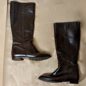 Gryson Knee-High Leather Boots And Dust Bag (Brown)
